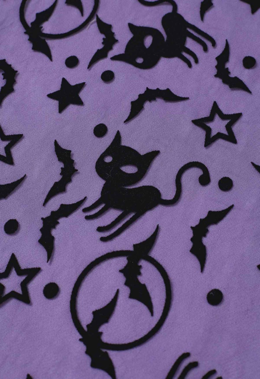 Spooky Halloween Icons Mesh Tulle Skirt in Purple