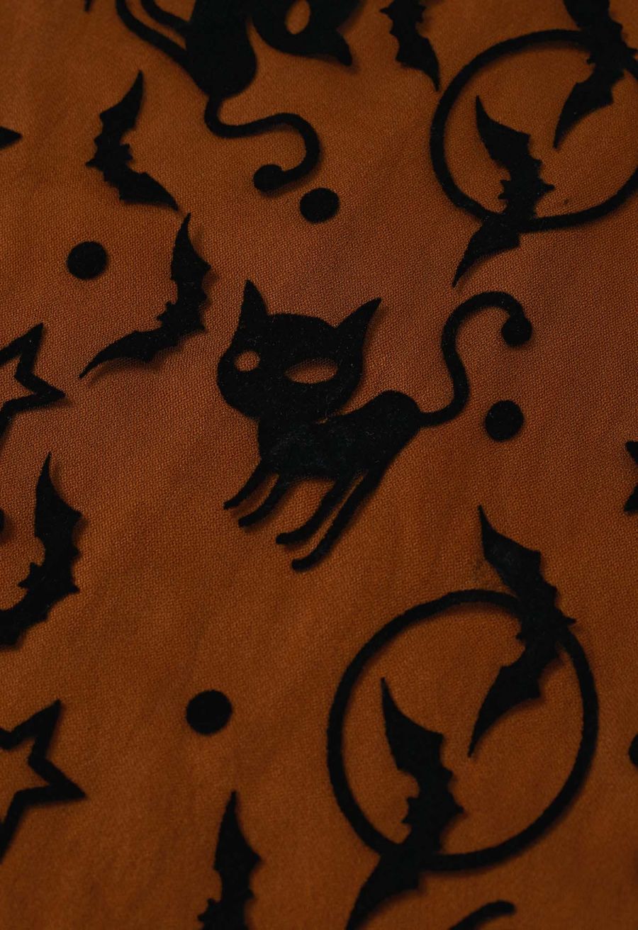 Spooky Halloween Icons Mesh Tulle Skirt in Pumpkin