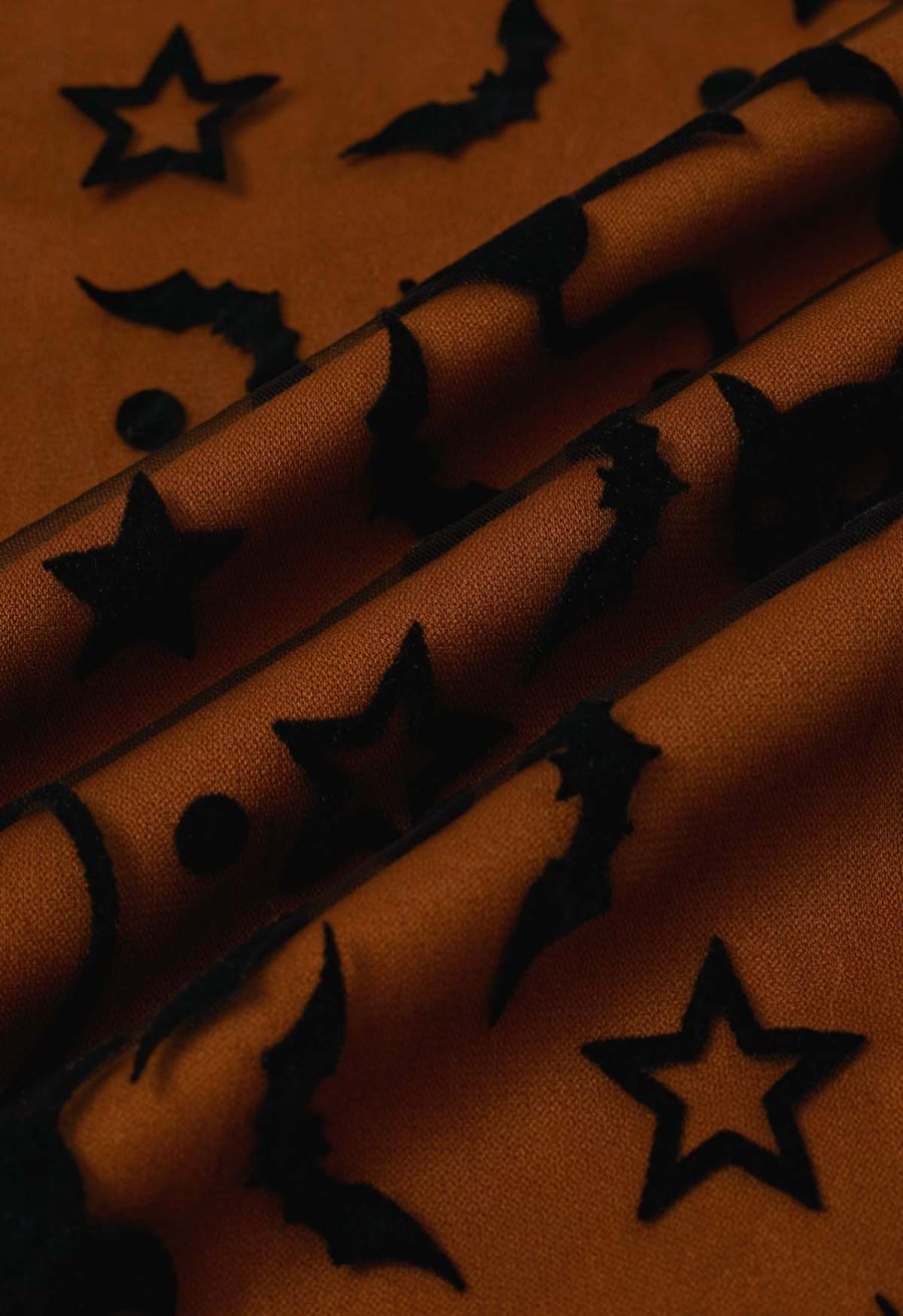 Spooky Halloween Icons Mesh Tulle Skirt in Pumpkin