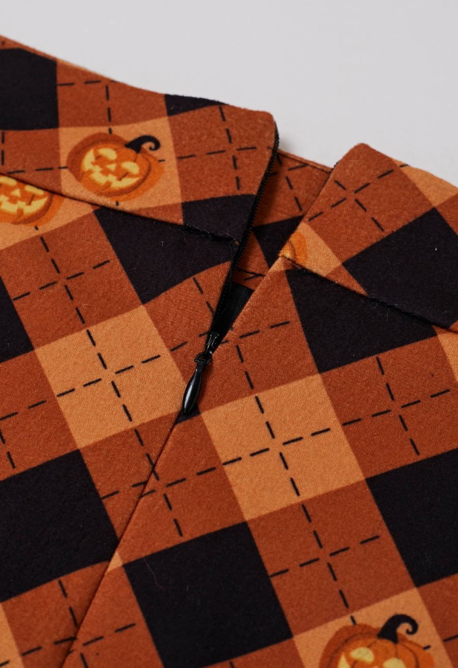 Pumpkin Lantern Plaid Mini Bud Skirt