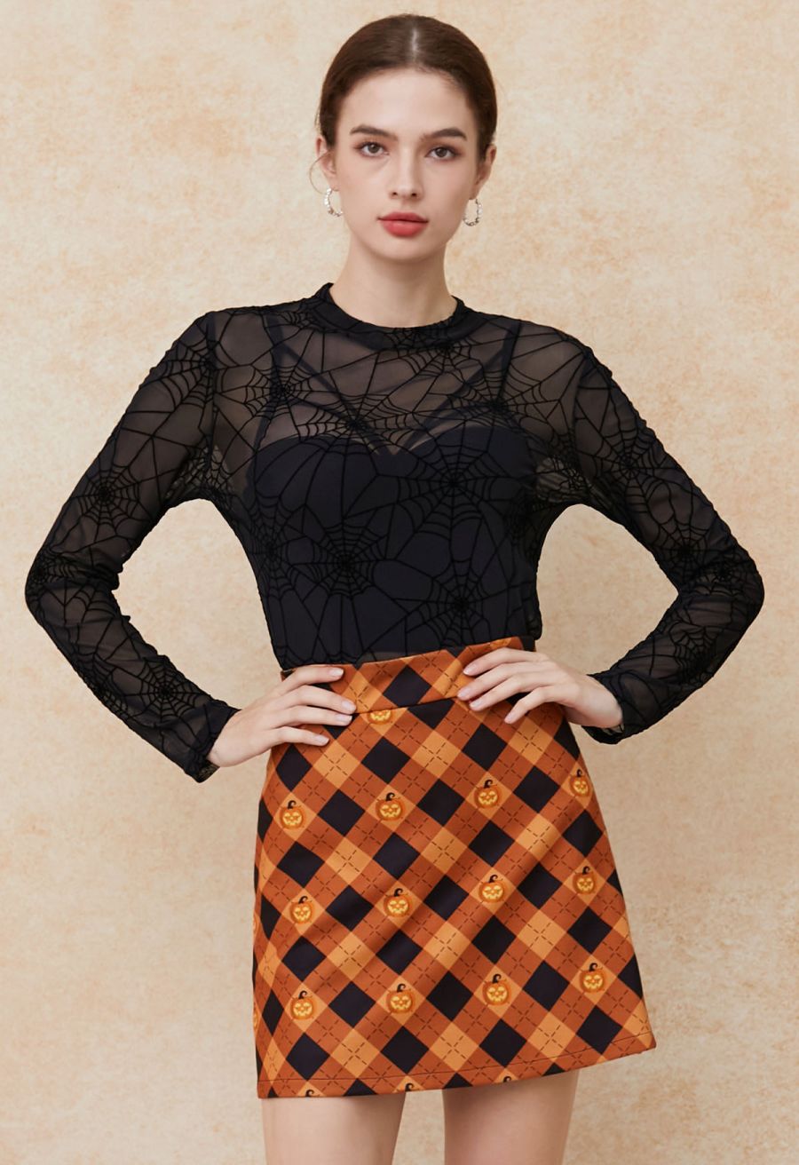 Spider Web Semi-Sheer Mesh Tulle Top