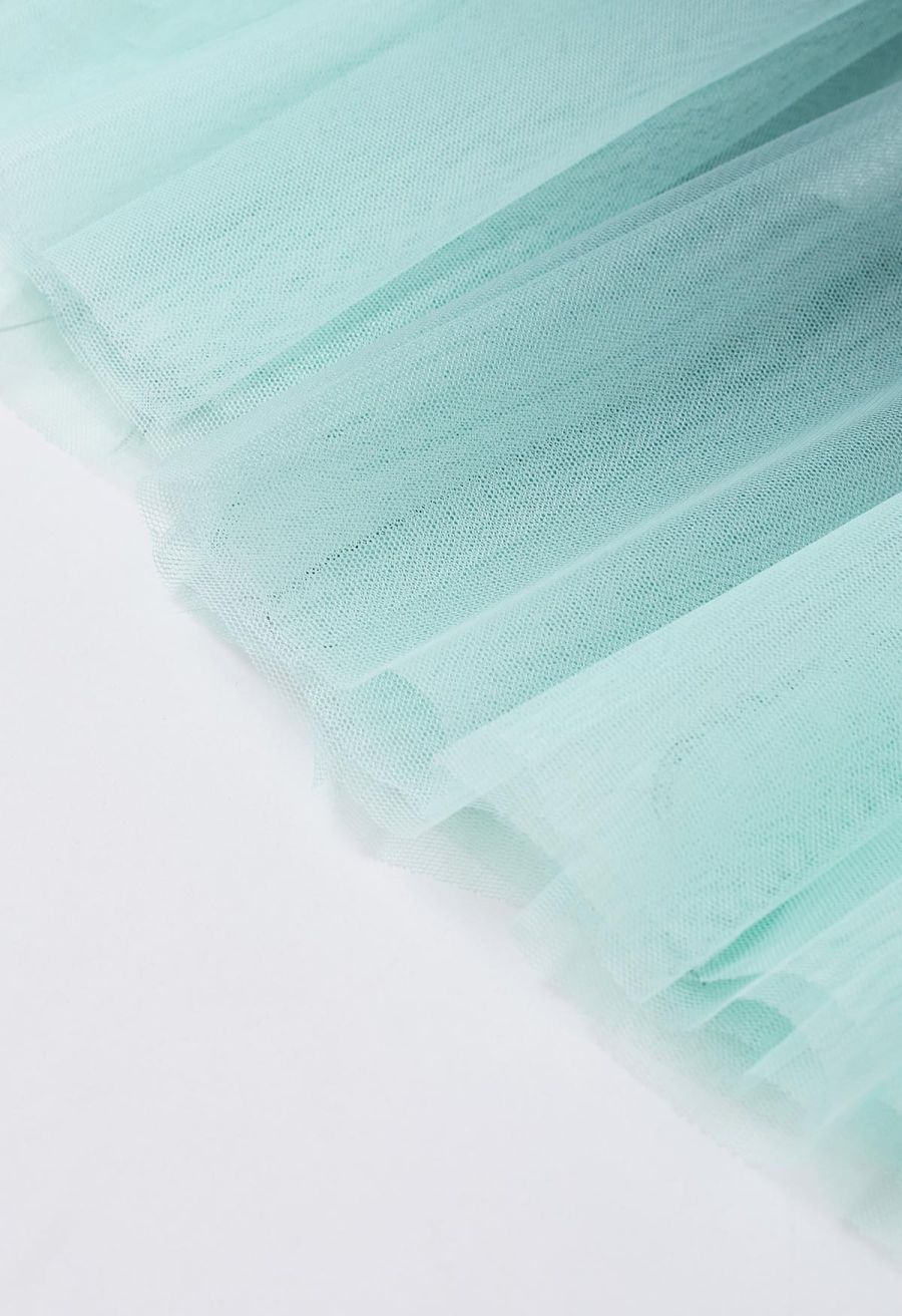 Gradient Mesh Sequined Maxi Skirt in Green