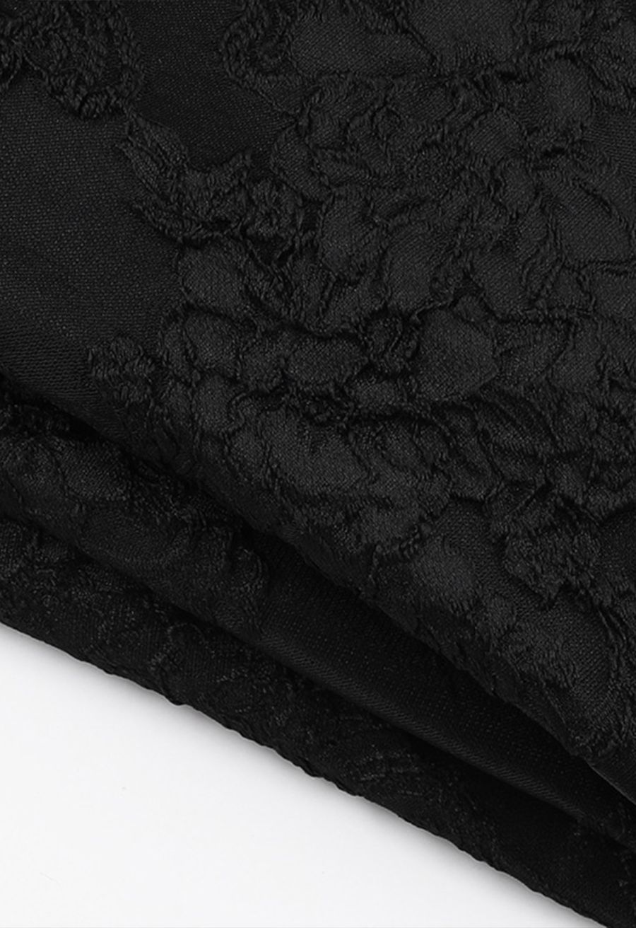 Ruffle Detail Floral Jacquard Tiered Mini Dress