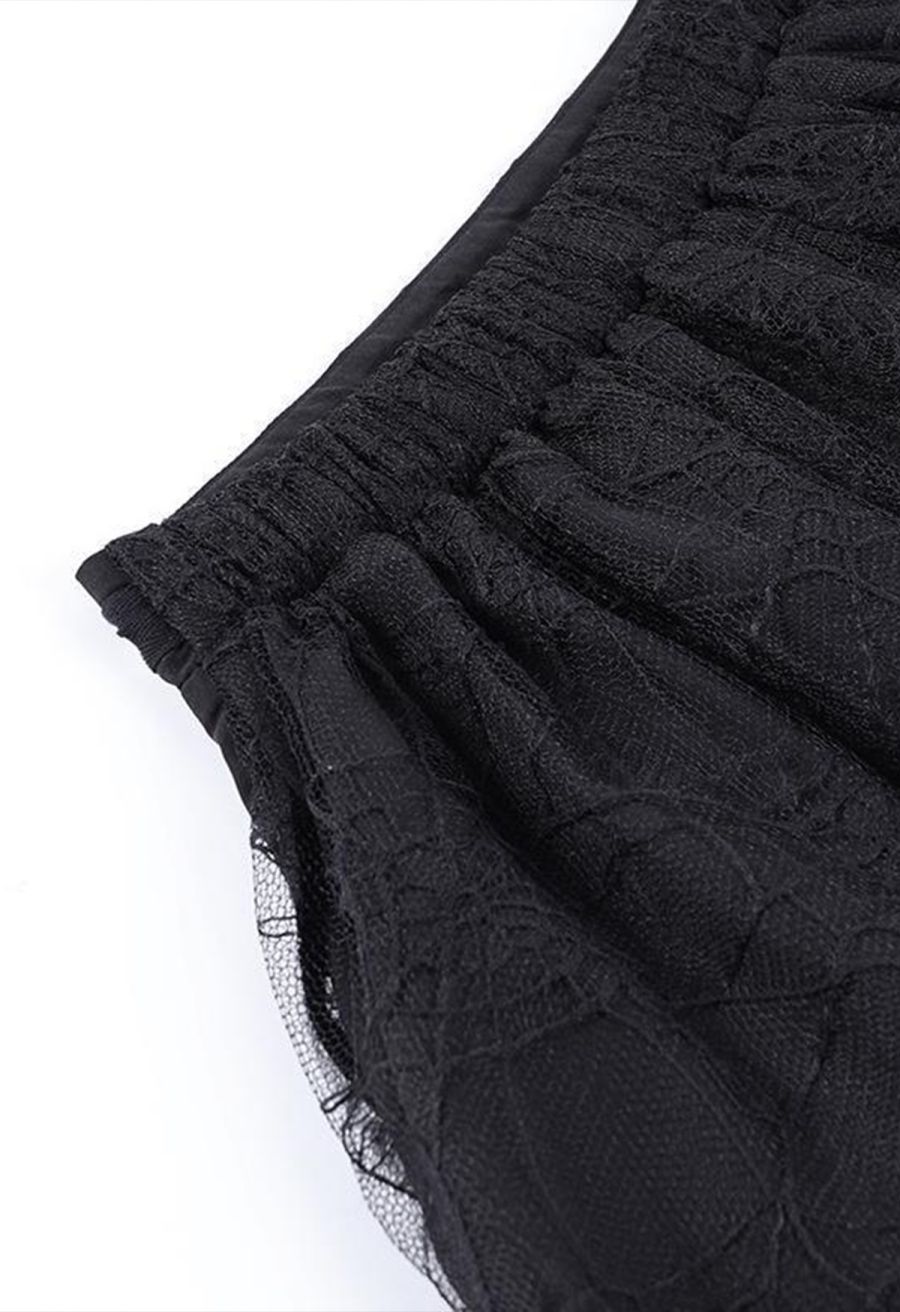Spiderweb Lace Tassel Hem Mini Skirt