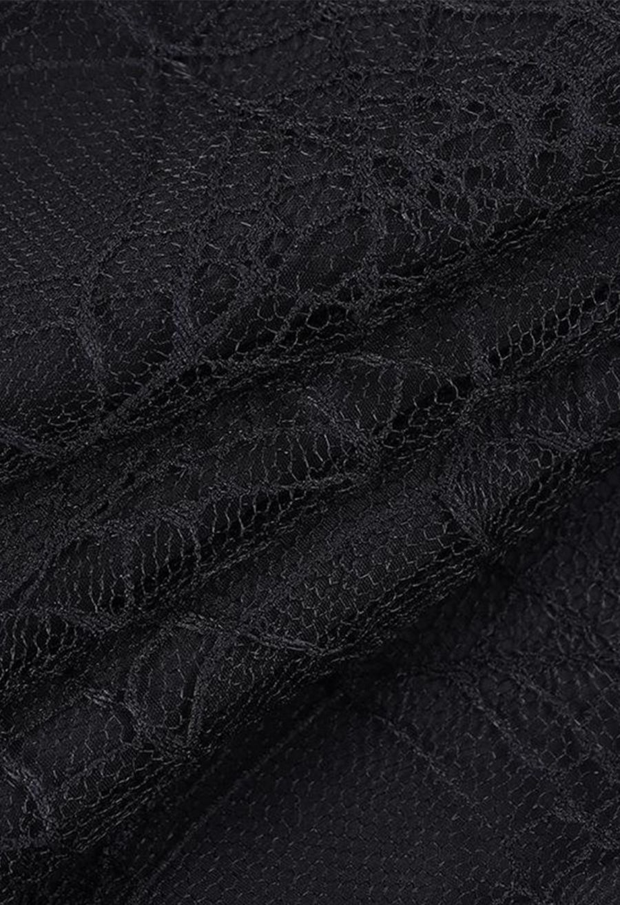 Spiderweb Lace Tassel Hem Mini Skirt