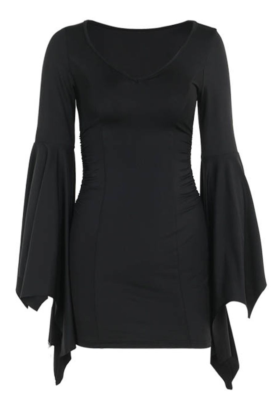 Sweetheart Neck Batwing Sleeve Bodycon Mini Dress