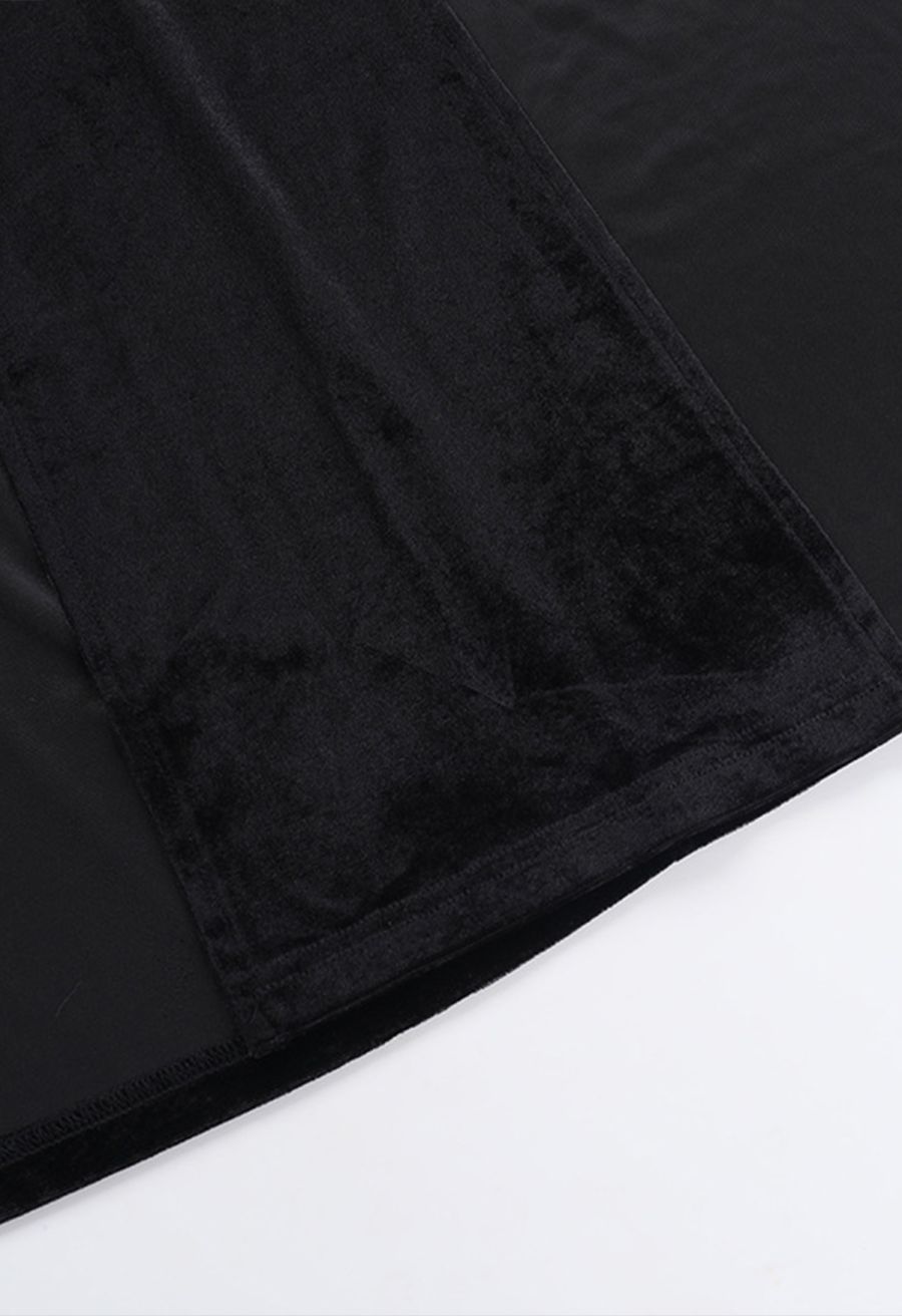 Gothic Spider Web Spliced Velvet Slit Dress