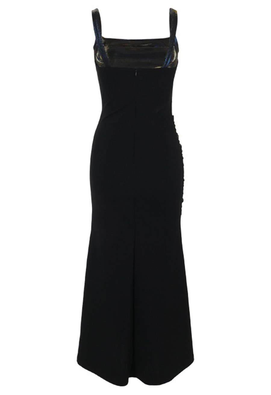 Dark Elegance Lace-Up Velvet Mesh Spliced Cami Dress