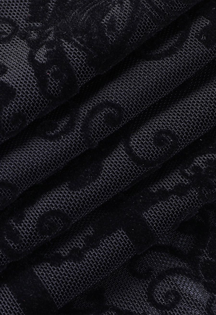 Gothic Rose Cross Sheer Mesh Flared Pants