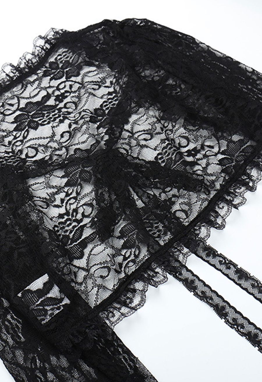 Mystic Lace Bell Sleeve Shrug Crop Top