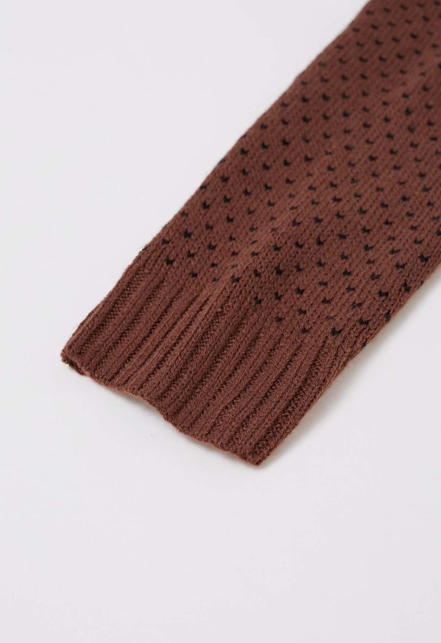 Jack-O'-Lantern Fair Isle Knit Sweater in Brown