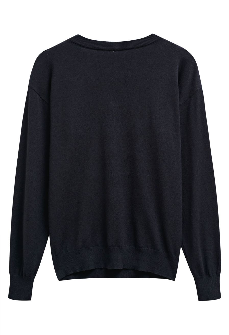 Festive Boo Ghost Jacquard Knit Top