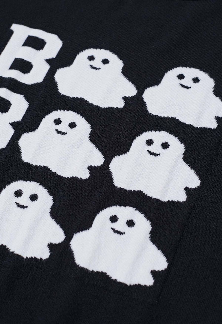 Festive Boo Ghost Jacquard Knit Top