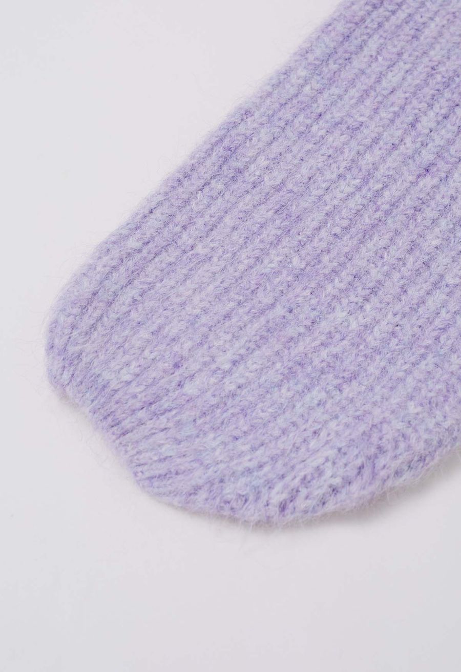 Puff Sleeve Fuzzy Chunky Knit Oversized Cardigan in Lavender