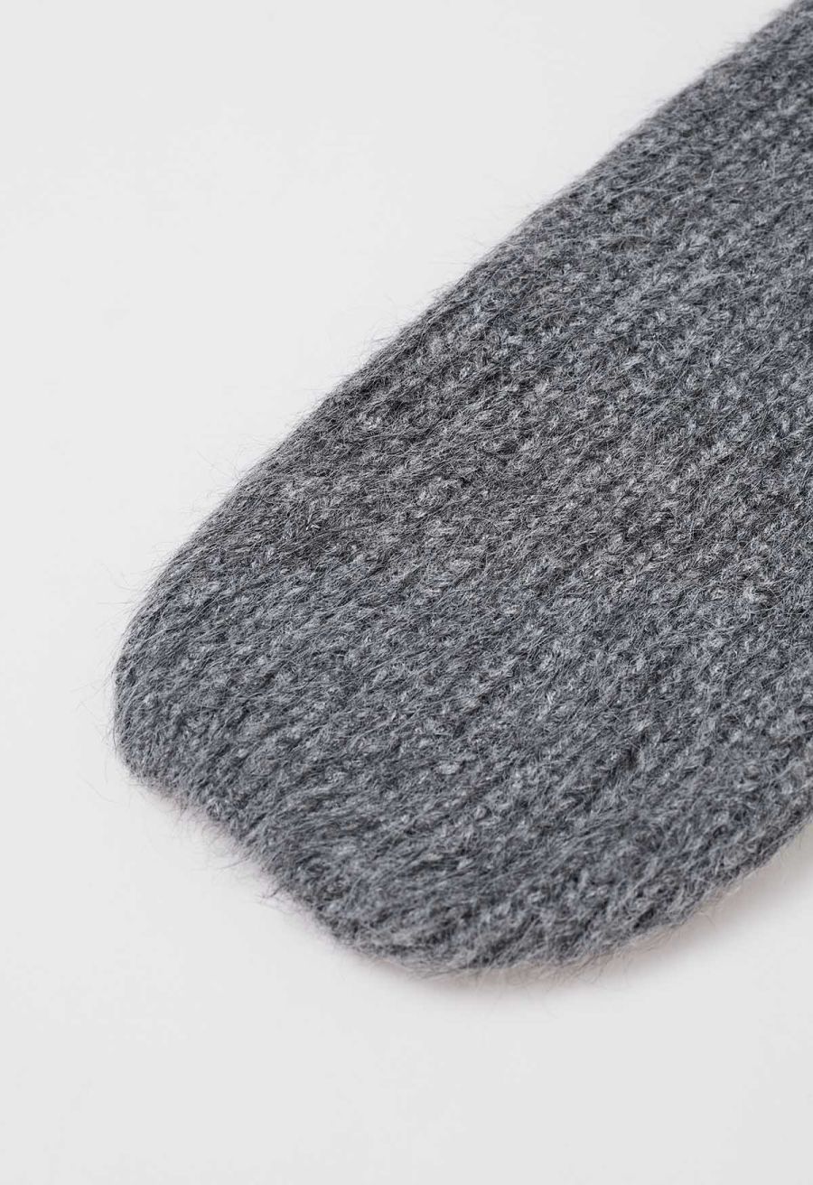 Puff Sleeve Fuzzy Chunky Knit Oversized Cardigan in Smoke