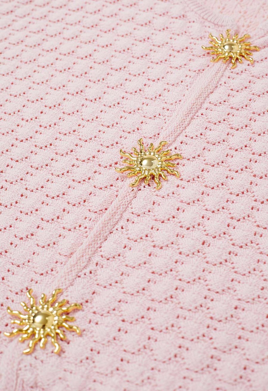 Sun-Inspired Button Pointelle Knit Top in Pink