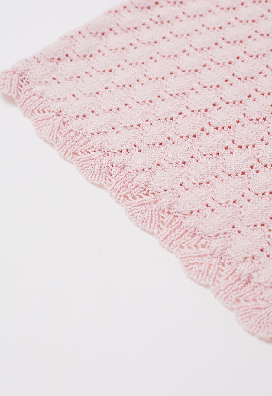 Sun-Inspired Button Pointelle Knit Top in Pink