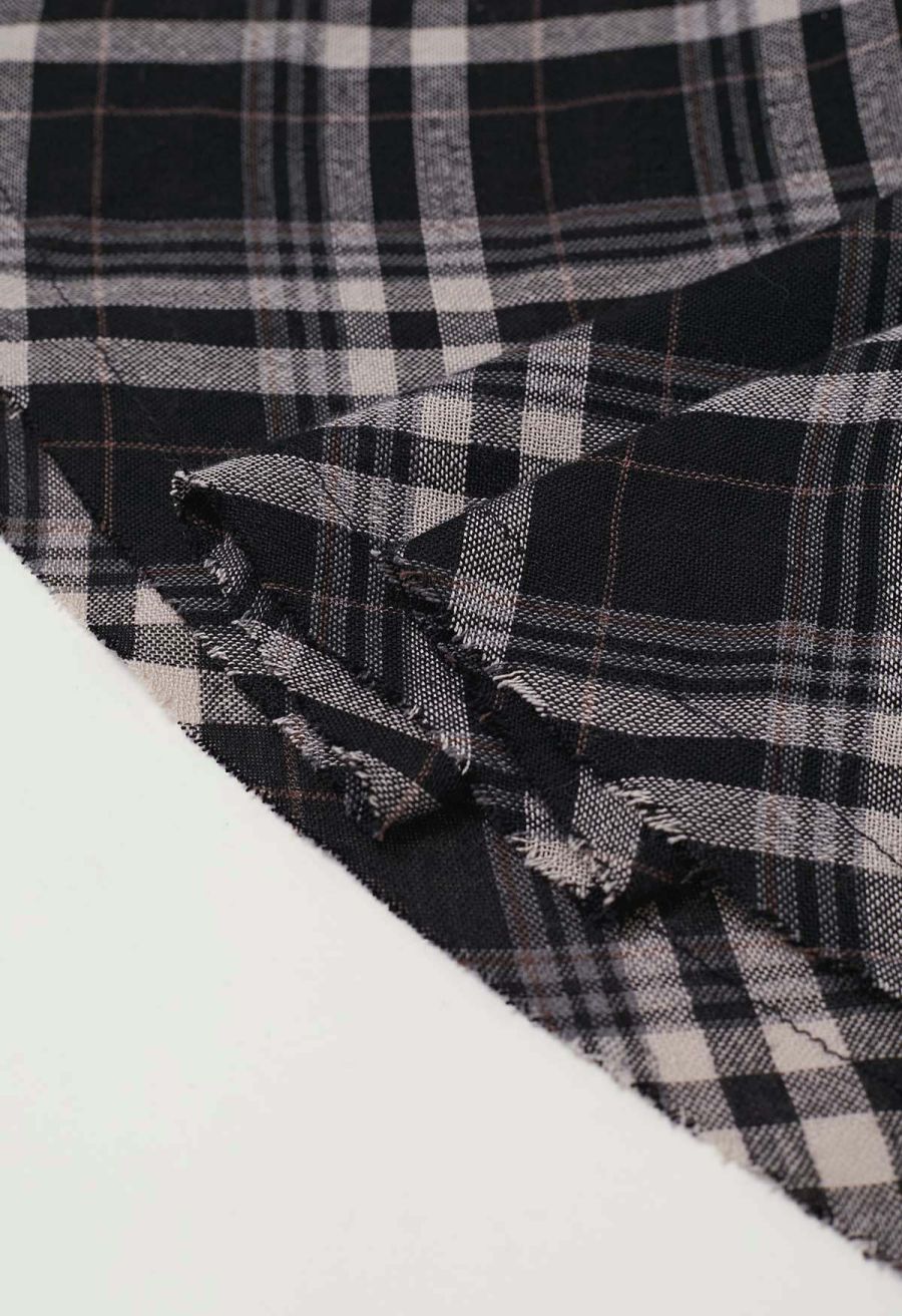 Plaid Charm Half Elasticated Waistband Maxi Skirt in Black