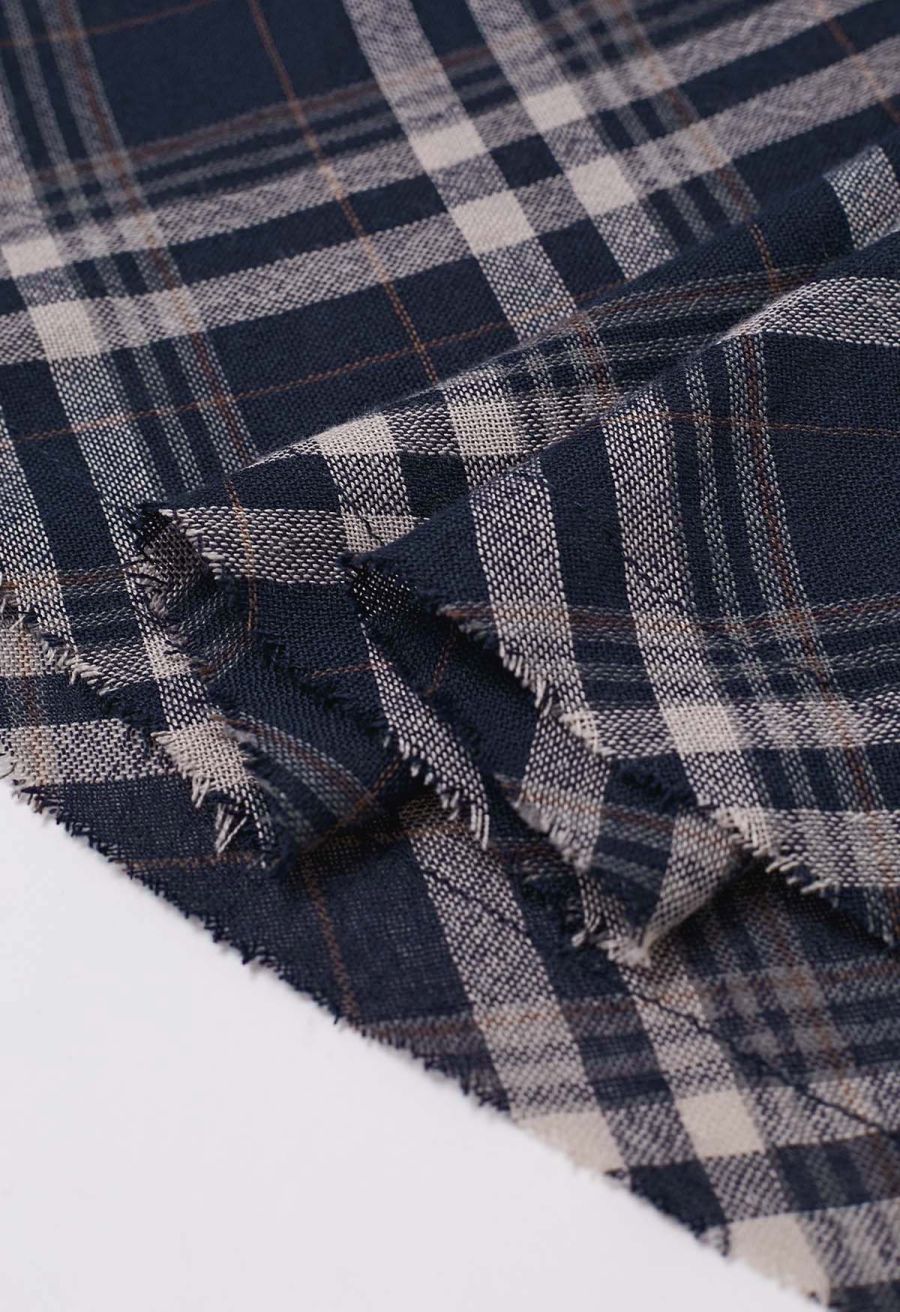 Plaid Charm Half Elasticated Waistband Maxi Skirt in Navy