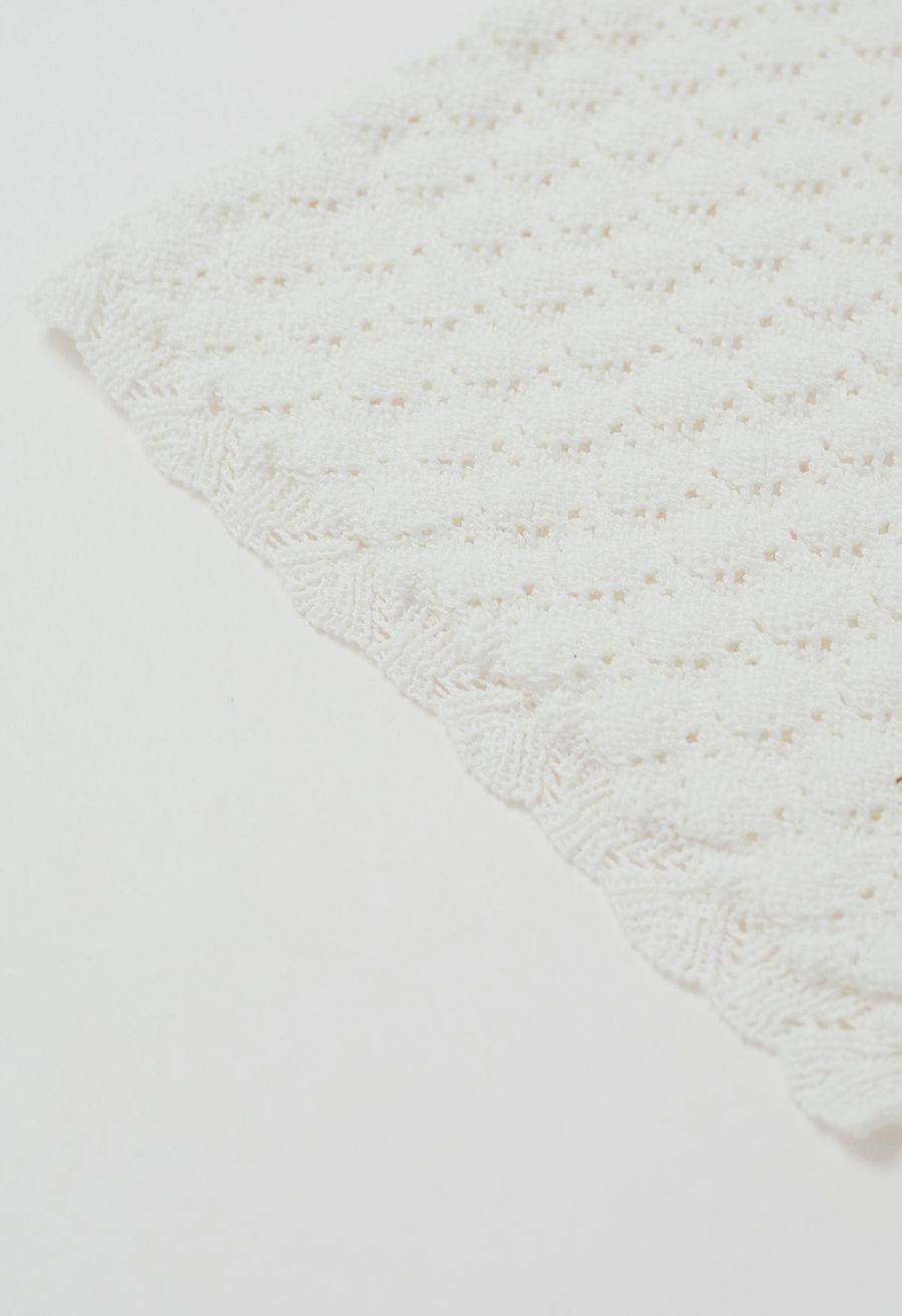 Sun-Inspired Button Pointelle Knit Top in White