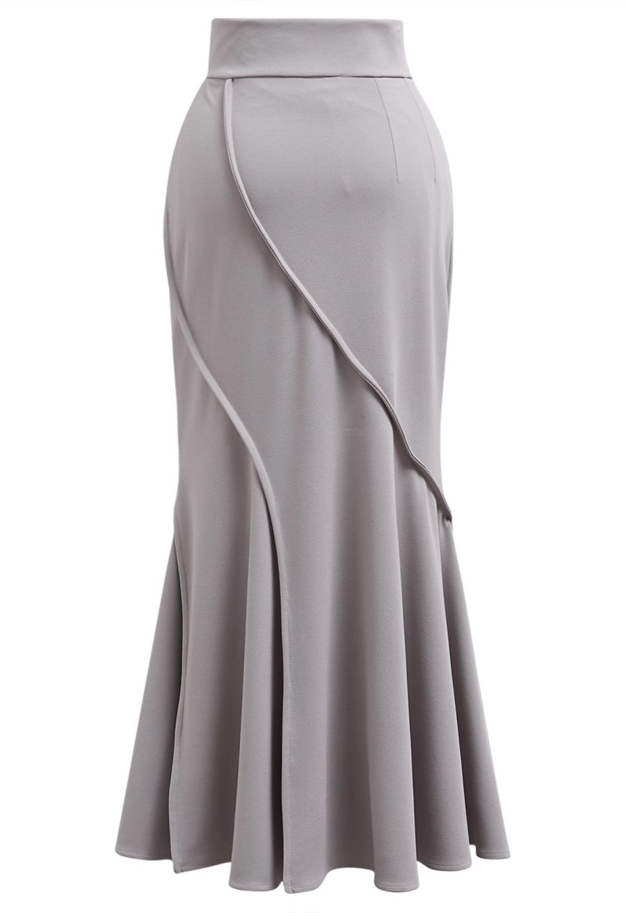 Wavy Seam Mermaid Maxi Skirt in Lavender