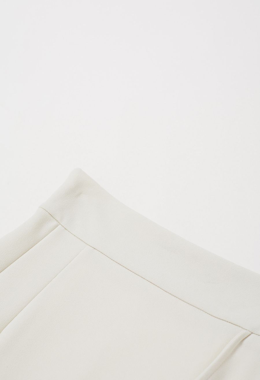 Wavy Seam Mermaid Maxi Skirt in Ivory