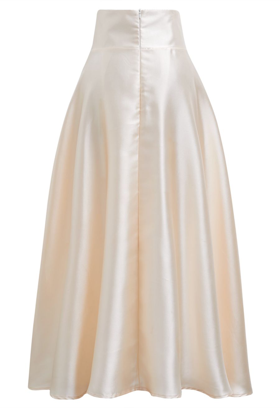 V-Cut Shaped Hi-Lo Hem Maxi Skirt in Champagne