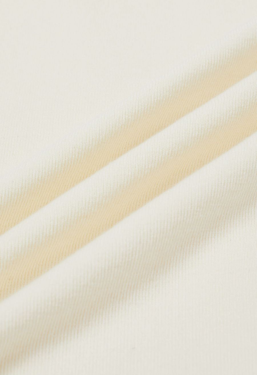 Contrast Edge Square Neck Knit Tank Top in Cream