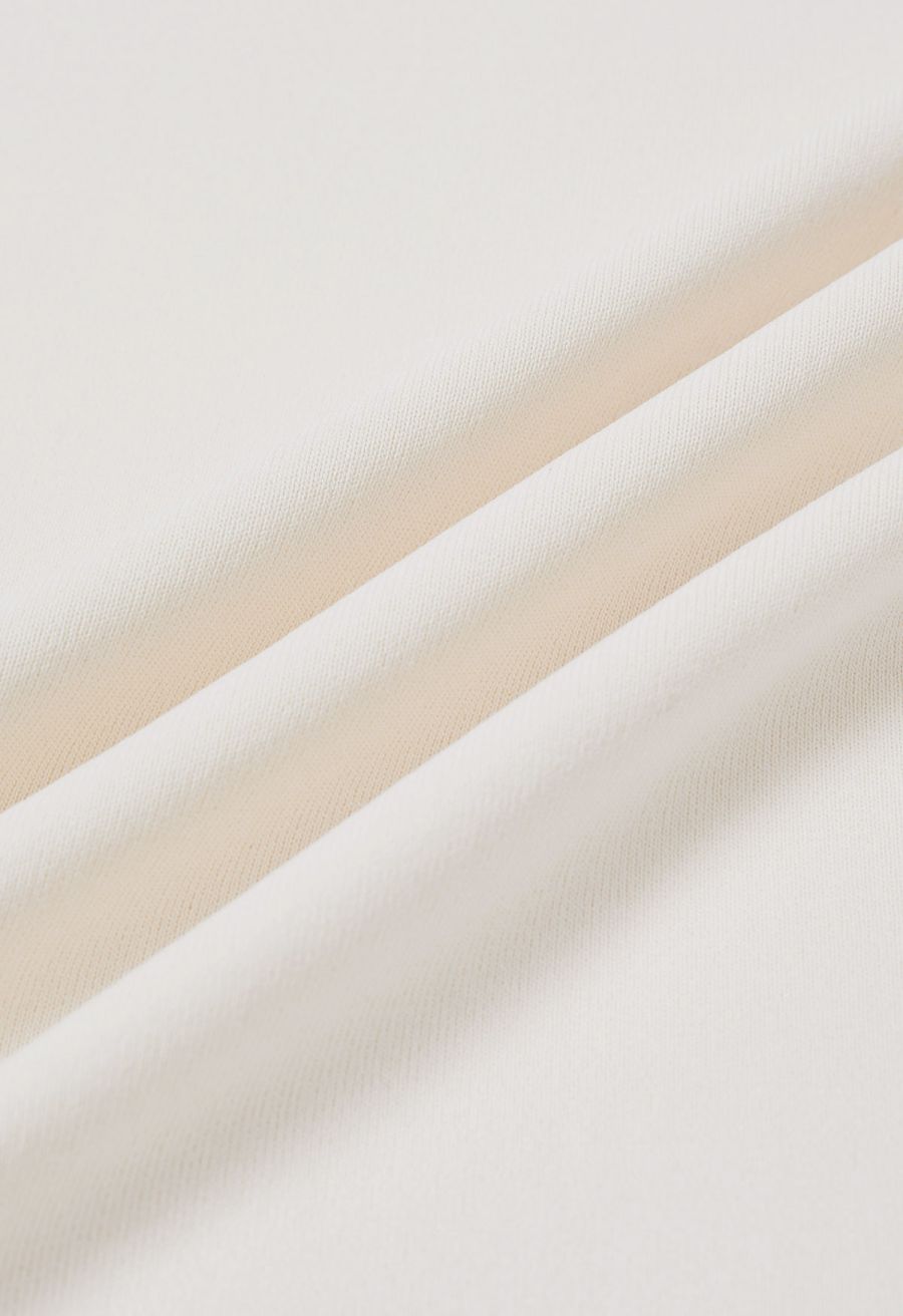 Sophisti-Sleek Contrast Knit Pencil Maxi Skirt in White