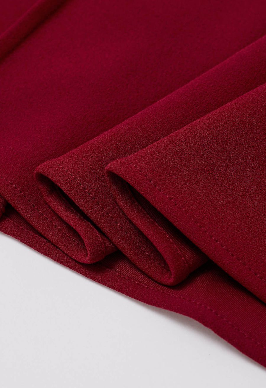 Wavy Seam Mermaid Maxi Skirt in Red