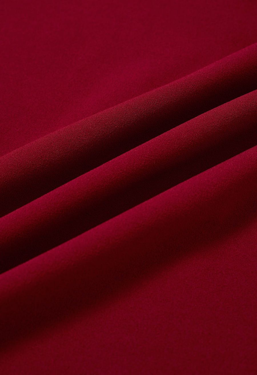 Wavy Seam Mermaid Maxi Skirt in Red