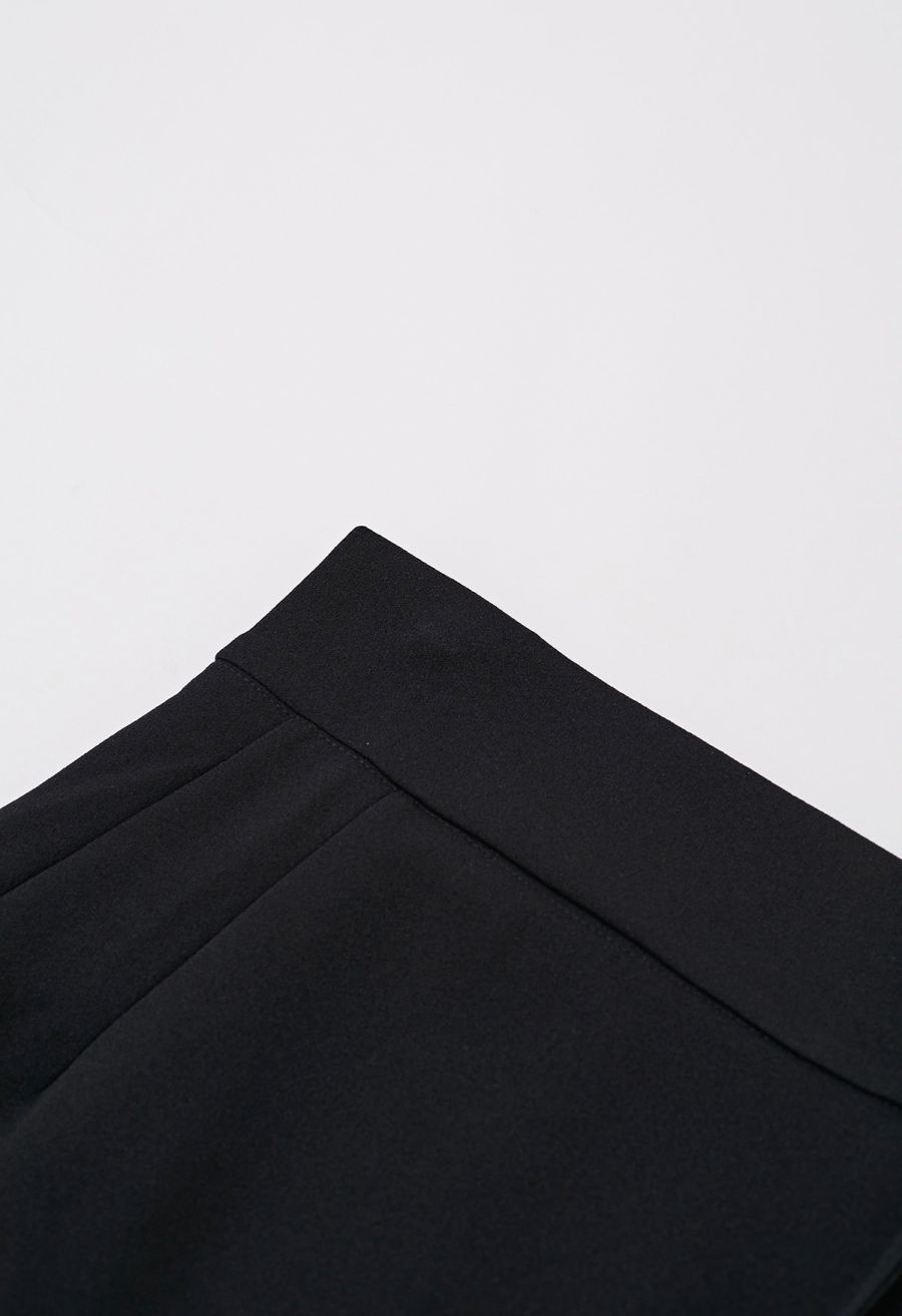 Wavy Seam Mermaid Maxi Skirt in Black