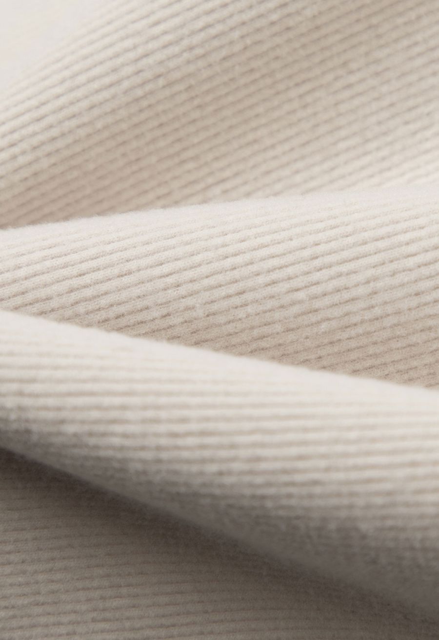 Fuzzy Plunge V-Neck Fitted Top in Ivory