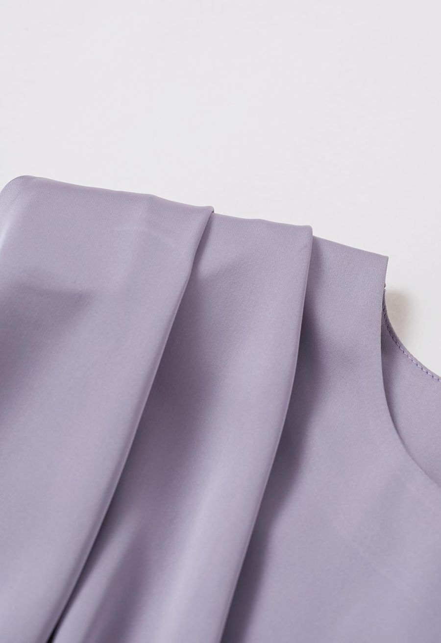Satin Tie Back Sleeveless Top in Lilac