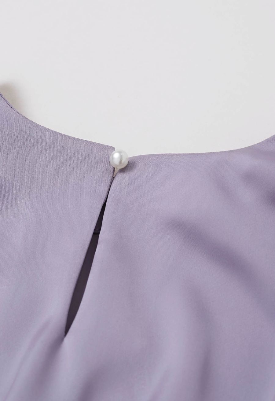 Satin Tie Back Sleeveless Top in Lilac