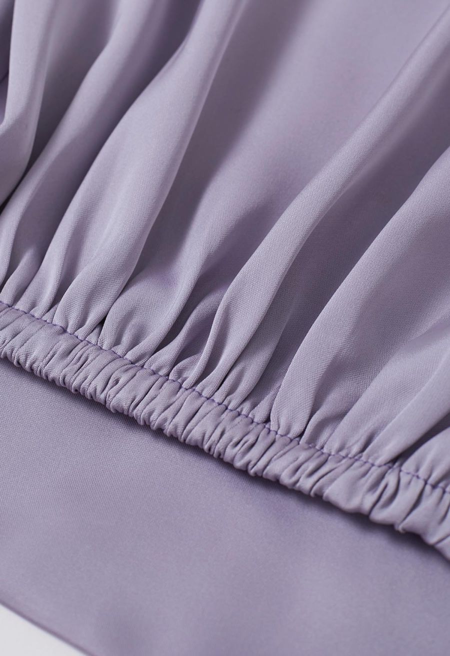 Satin Tie Back Sleeveless Top in Lilac