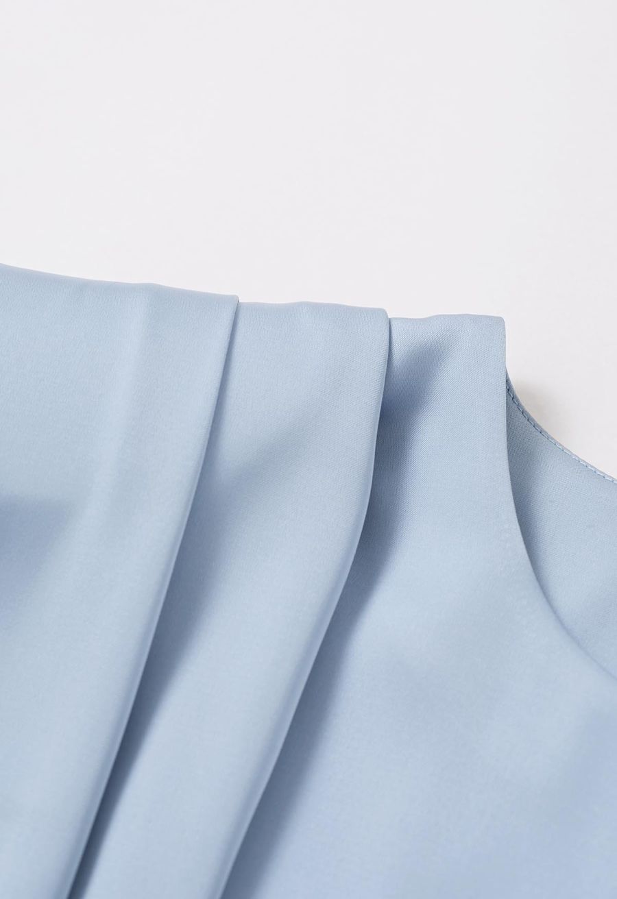 Satin Tie Back Sleeveless Top in Blue