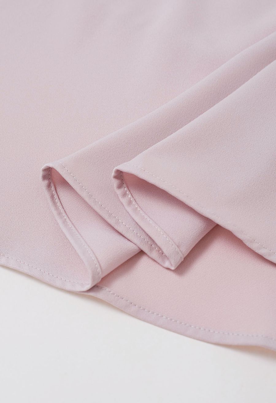 Subtle Pearl Square Buckle A-Line Skirt in Pink
