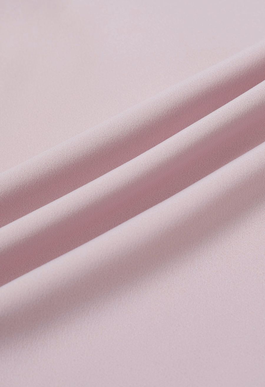 Subtle Pearl Square Buckle A-Line Skirt in Pink