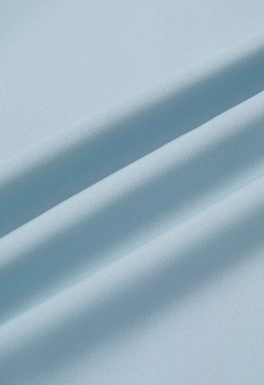 Subtle Pearl Square Buckle A-Line Skirt in Blue