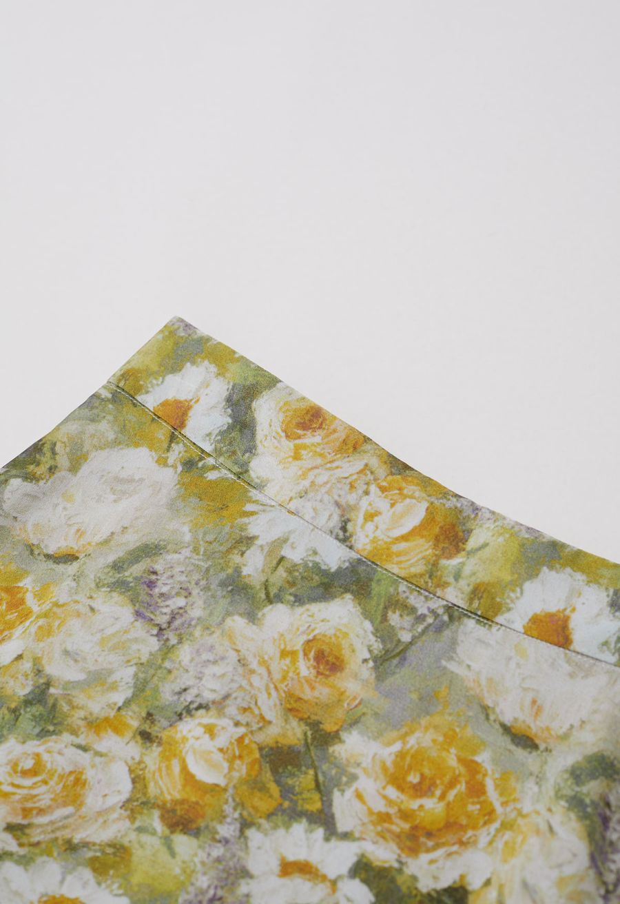 Painterly Blooms High Waist A-Line Skirt