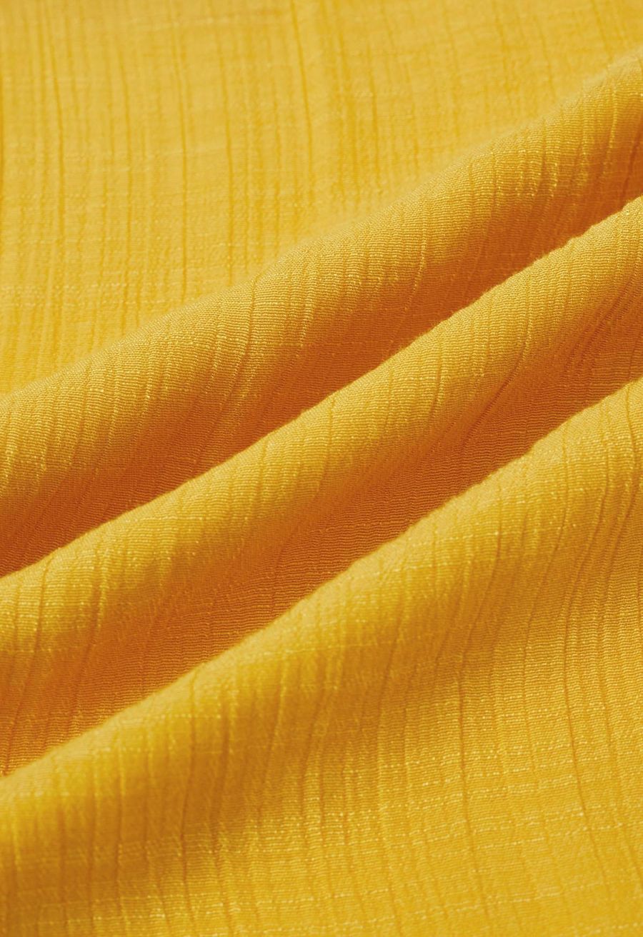 Boho Belt Wide-Leg Crinkle Pants in Mustard