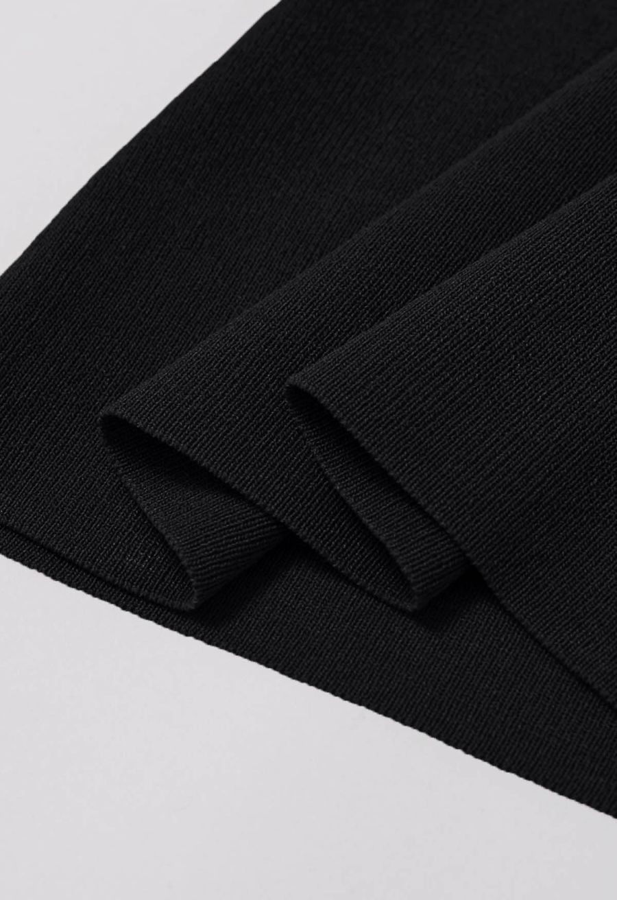 Organza Bowknot Rib Knit Sleeveless Top in Black
