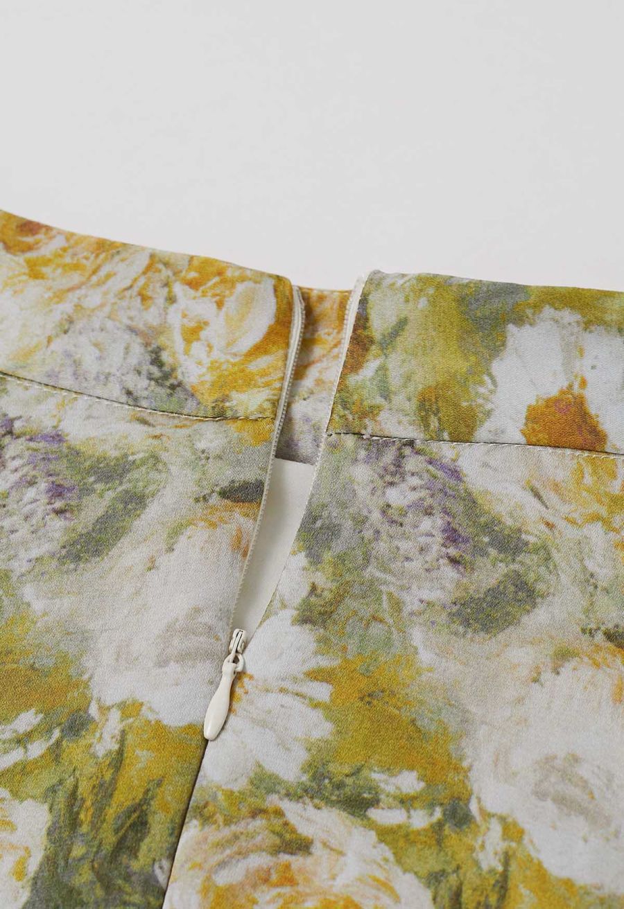 Painterly Blooms High Waist A-Line Skirt