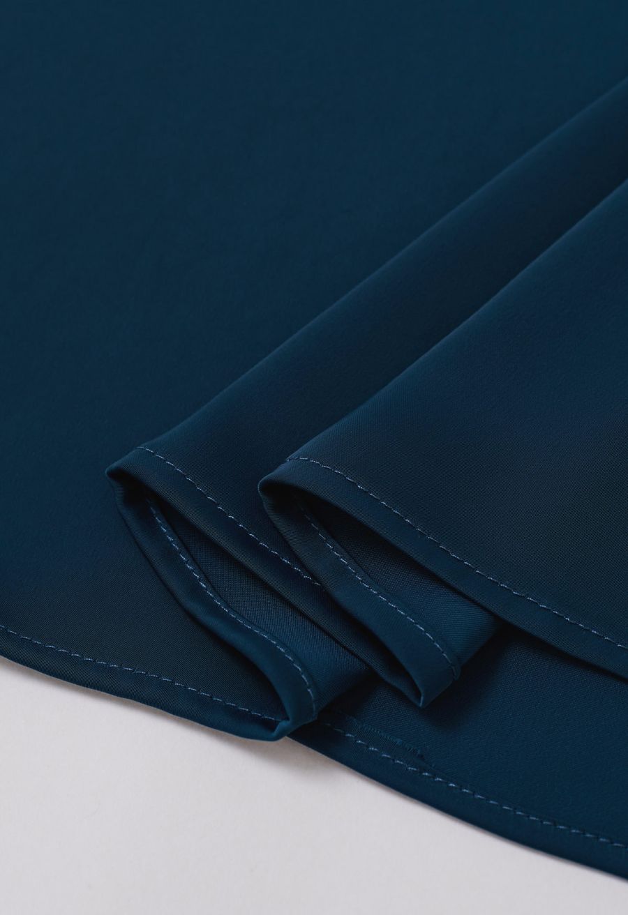 Side Knot Ruffle Sleeveless Satin Top in Teal