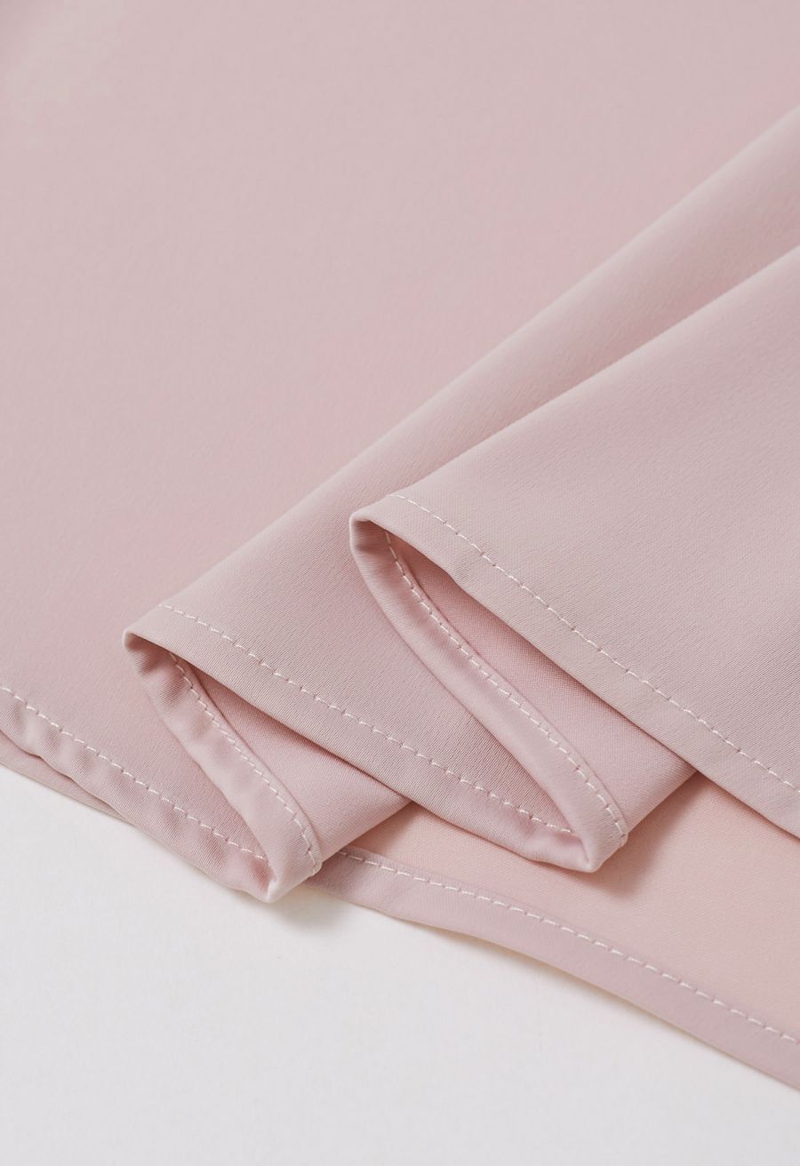 Side Knot Ruffle Sleeveless Satin Top in Pink