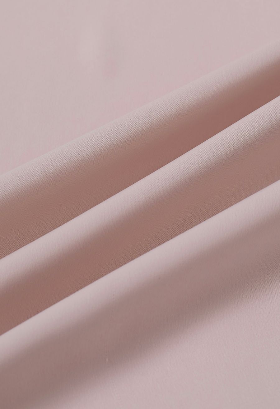 Side Knot Ruffle Sleeveless Satin Top in Pink