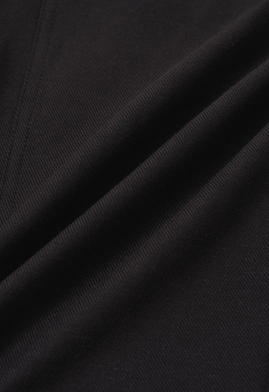 Half-Elasticated Waistband Linen-Blend Pants in Black