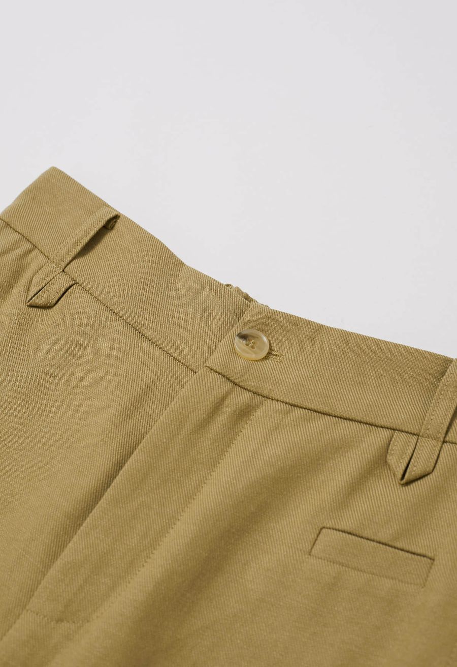 Half-Elasticated Waistband Linen-Blend Pants in Camel