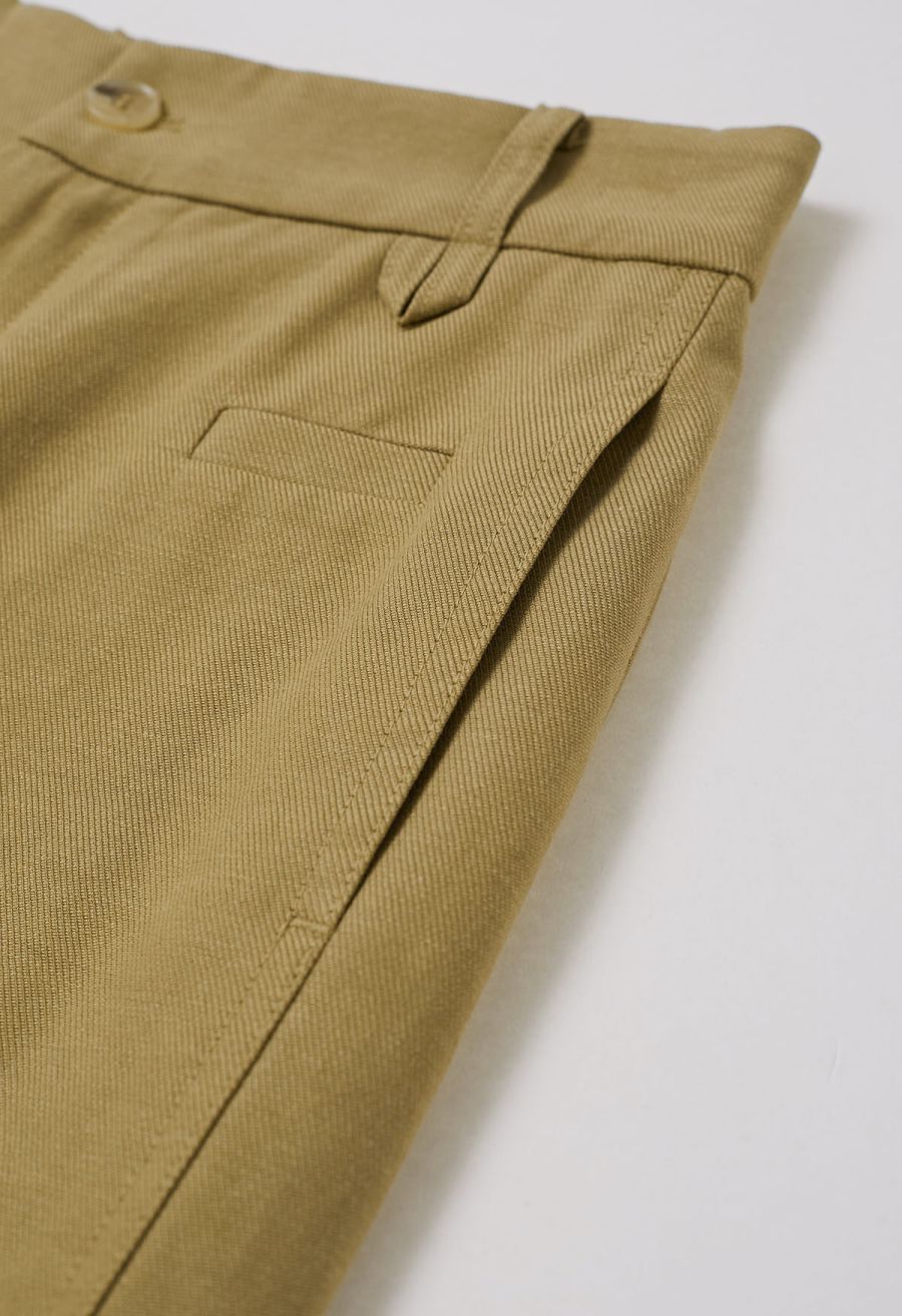 Half-Elasticated Waistband Linen-Blend Pants in Camel